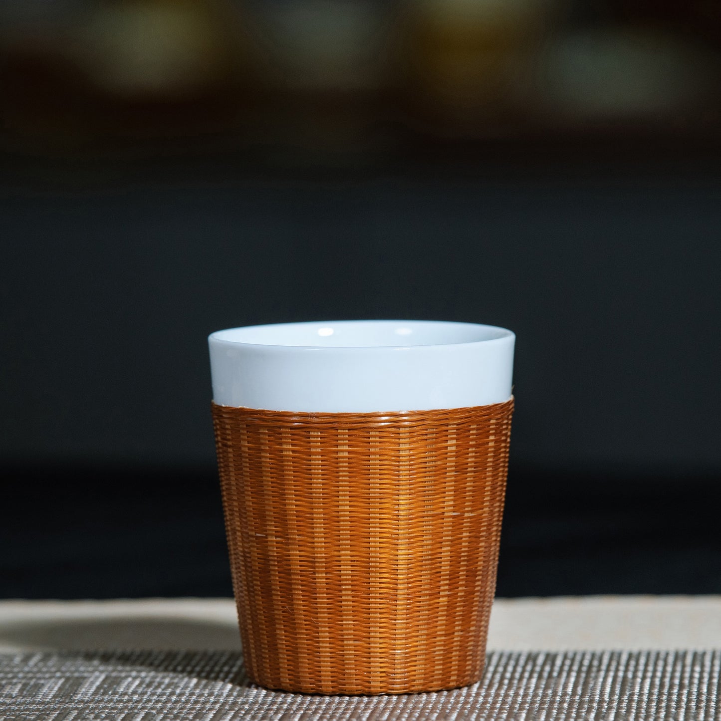 竹韵白瓷杯Bamboo Harmony Porcelain Cup,Bamboo Harmony Porcelain Cup, Artisan Handcrafted, Eco-friendly Tea and Coffee Mug