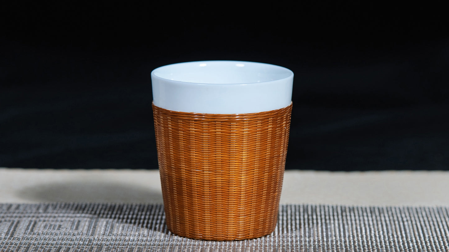 竹韵白瓷杯Bamboo Harmony Porcelain Cup,Bamboo Harmony Porcelain Cup, Artisan Handcrafted, Eco-friendly Tea and Coffee Mug