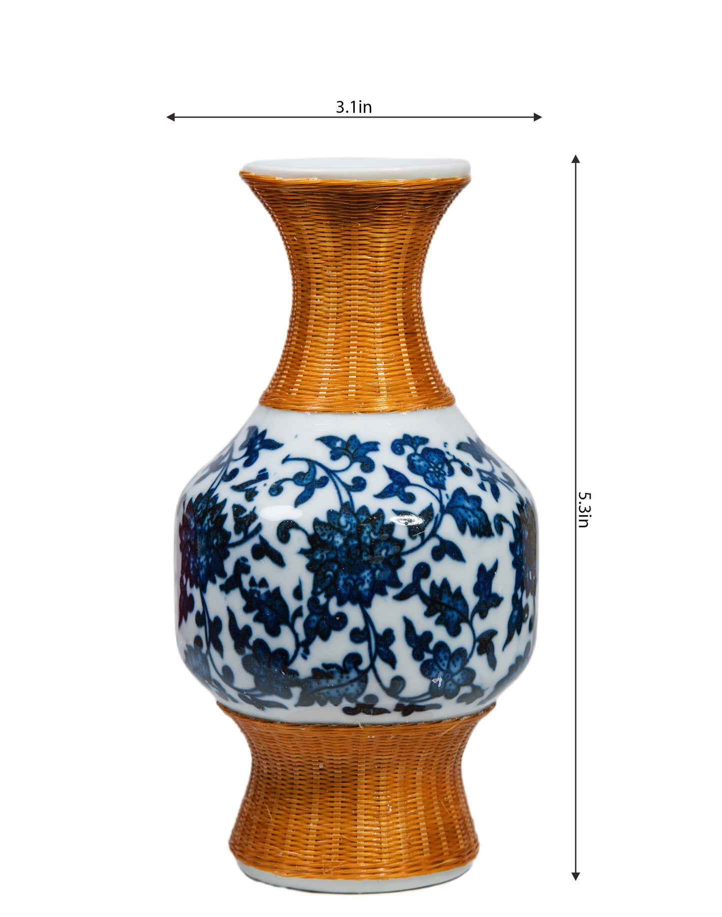 Blue and White Porcelain Bamboo Woven Vase – A Fusion of Traditional Art and Modern Craftsmanship