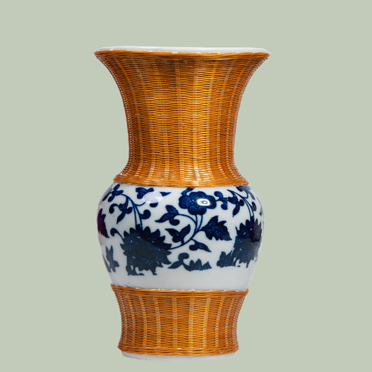 Blue and White Porcelain Bamboo Woven Vase – The Perfect Fusion of Traditional and Modern Craftsmanship