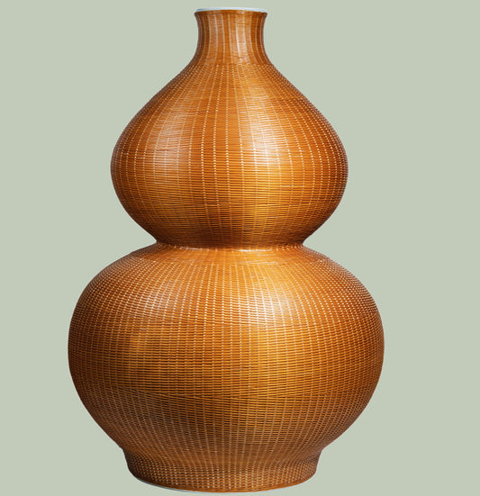 Chinese Taoist Gourd Vase – The Perfect Fusion of Porcelain Bamboo Weaving and Taoist Culture