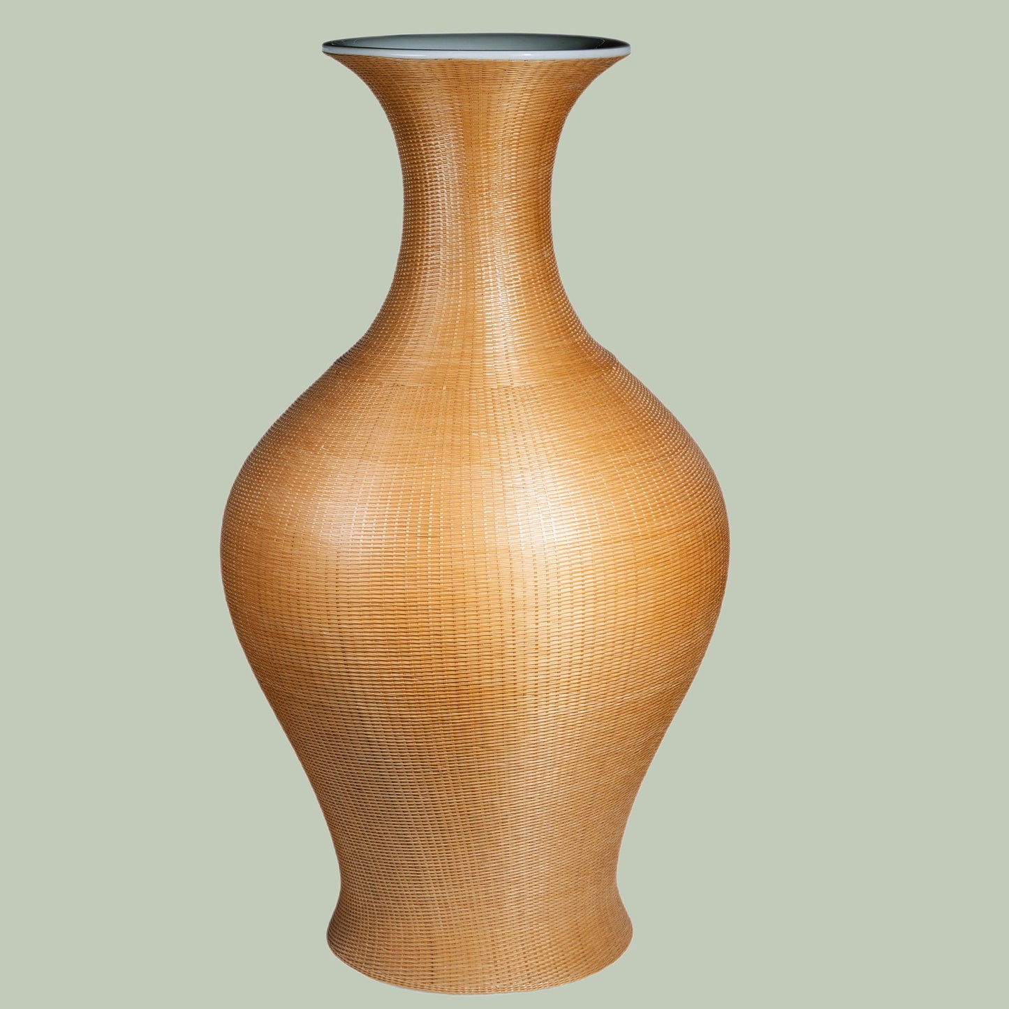 Classic Porcelain and Bamboo Woven Vase – Blending Traditional Aesthetics with Modern Design