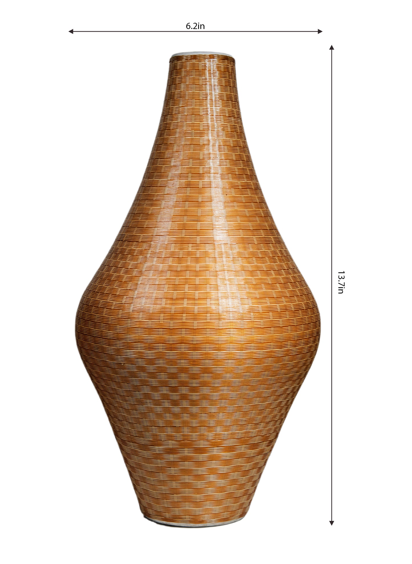 Diamond-Shaped Porcelain and Bamboo Woven Vase – The Perfect Blend of Elegant Design and Traditional Craftsmanship