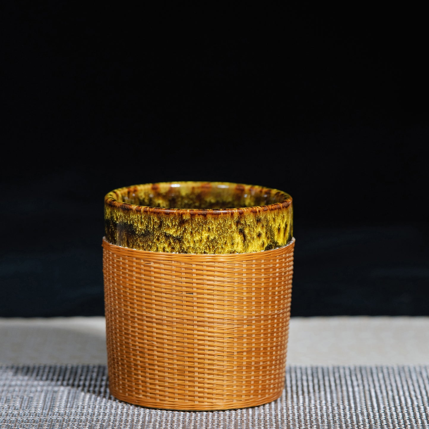 Glazed Porcelain and Bamboo Woven Cup – Perfect Blend of Modern and Natural Styles