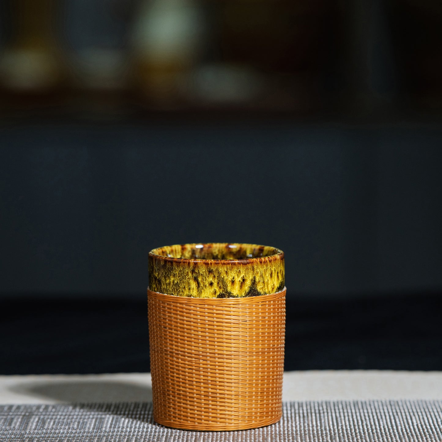 Glazed Porcelain and Bamboo Woven Cup – Perfect Blend of Modern and Natural Styles