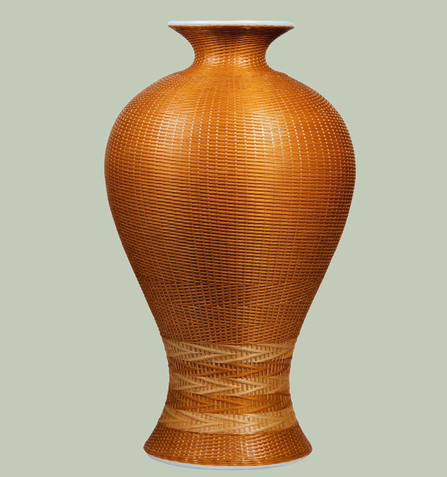 Handcrafted Porcelain and Bamboo Woven Vase – Artistic Excellence for Modern Homes