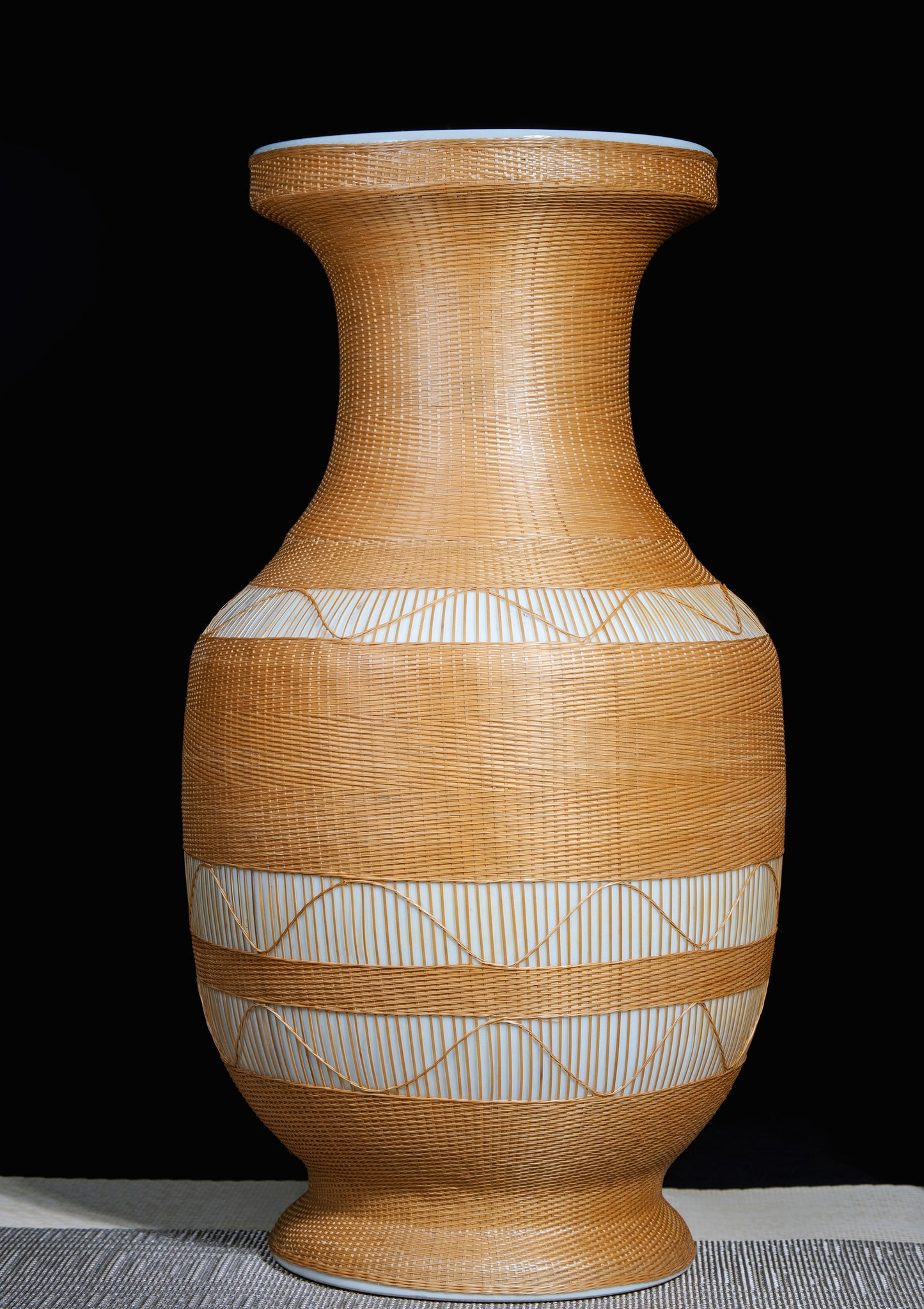 Handcrafted Porcelain and Bamboo Woven Vase – Two Months of Artistry, Artistic Expression of Natural Style