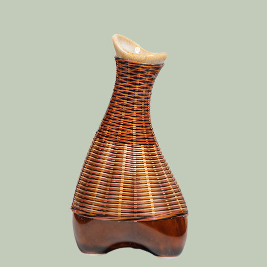 Porcelain and Bamboo Woven Unique-Shaped Vase – The Perfect Fusion of Innovative Design and Handcrafted Artistry